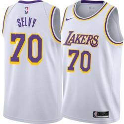 White Frank Selvy Twill Basketball Jersey -Lakers #70 Selvy Twill Jerseys, FREE SHIPPING