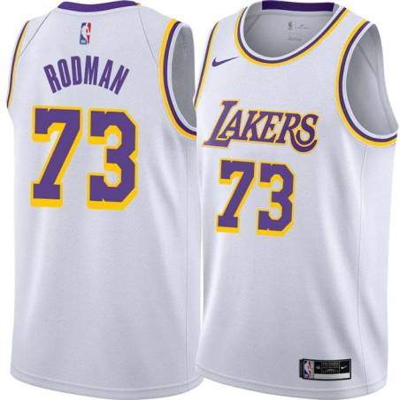 White Dennis Rodman Twill Basketball Jersey -Lakers #73 Rodman Twill Jerseys, FREE SHIPPING