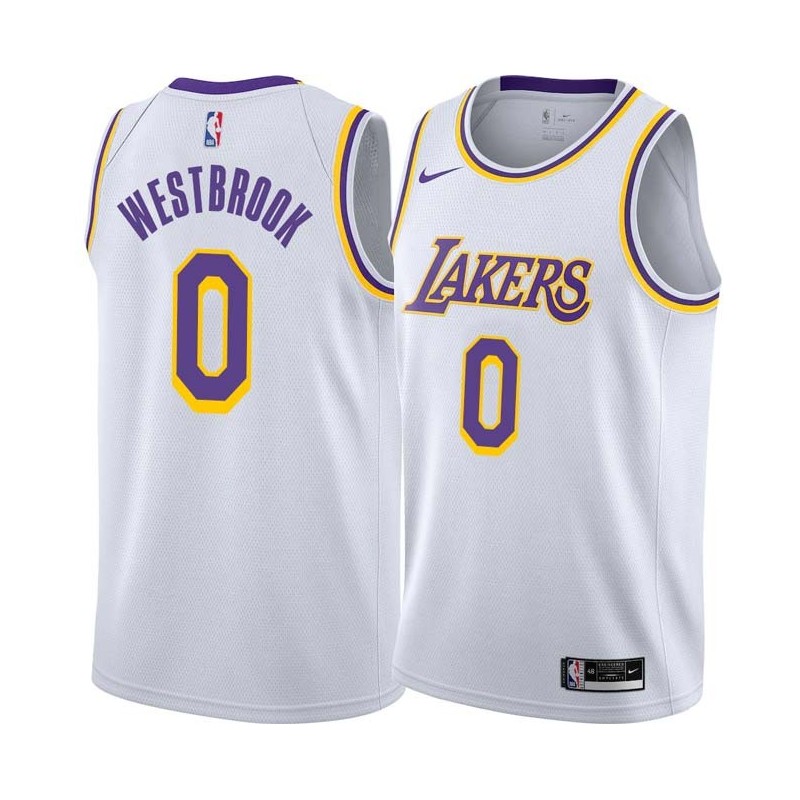 White Russell Westbrook Lakers #0 Twill Basketball Jersey FREE SHIPPING