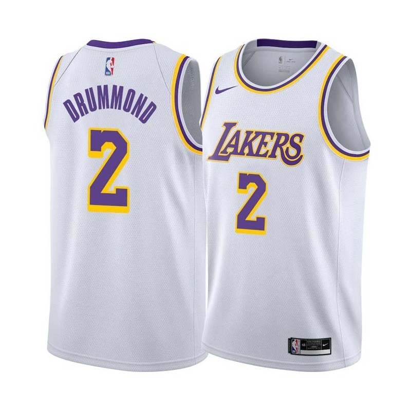 White Andre Drummond Lakers #2 Twill Basketball Jersey FREE SHIPPING