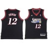 Black Throwback George Johnson Twill Basketball Jersey -76ers #12 Johnson Twill Jerseys, FREE SHIPPING