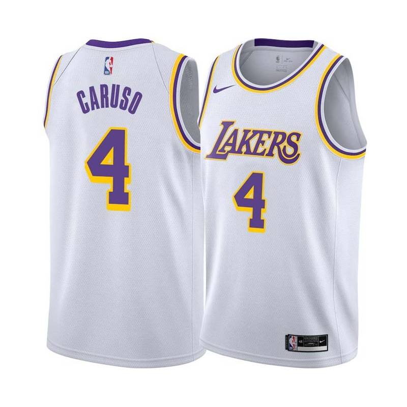 White Alex Caruso Lakers #4 Twill Basketball Jersey FREE SHIPPING