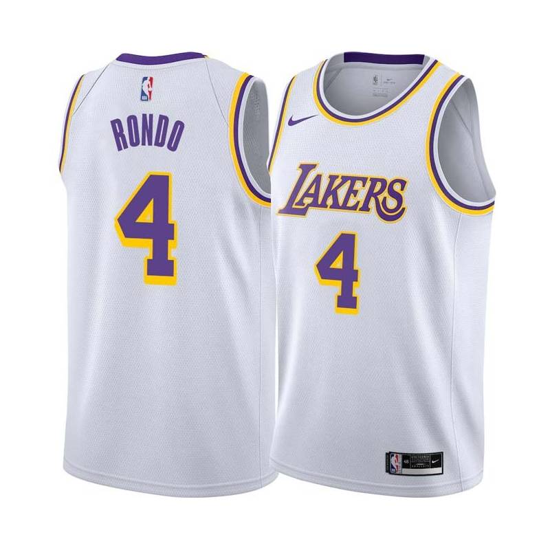 White Rajon Rondo Lakers #4 Twill Basketball Jersey FREE SHIPPING