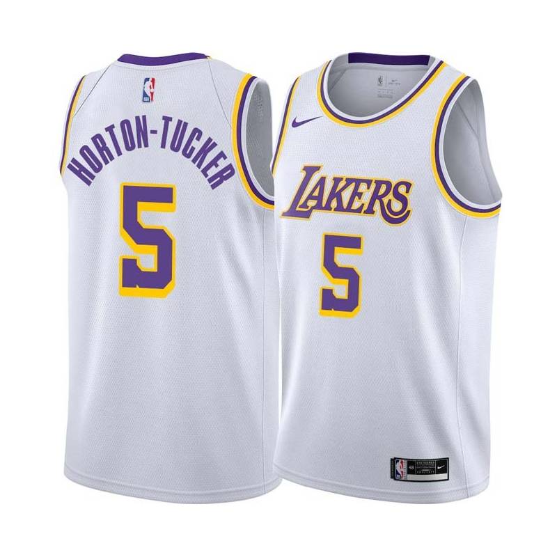 White Talen Horton-Tucker Lakers #5 Twill Basketball Jersey FREE SHIPPING