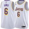 White LeBron James Lakers #6 Twill Basketball Jersey FREE SHIPPING