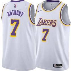 White Carmelo Anthony Lakers #7 Twill Basketball Jersey FREE SHIPPING