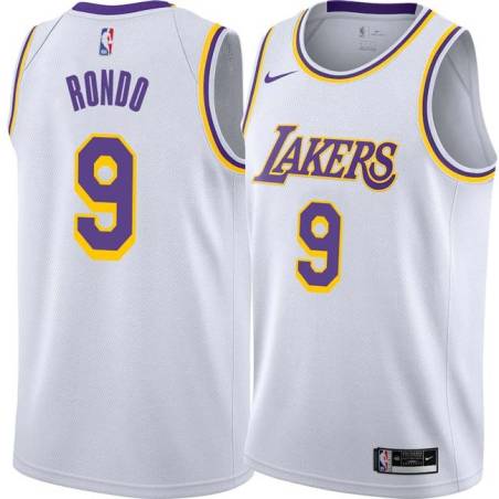 White Rajon Rondo Lakers #9 Twill Basketball Jersey FREE SHIPPING