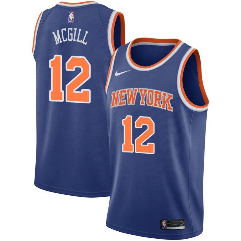 Blue Bill McGill Twill Basketball Jersey -Knicks #12 McGill Twill Jerseys, FREE SHIPPING