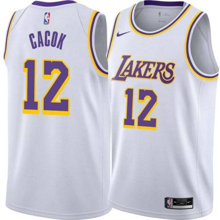 White Devontae Cacok Lakers #12 Twill Basketball Jersey FREE SHIPPING