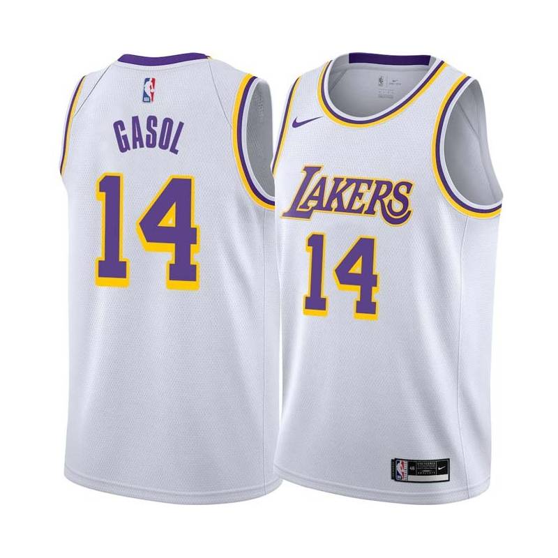 White Marc Gasol Lakers #14 Twill Basketball Jersey FREE SHIPPING