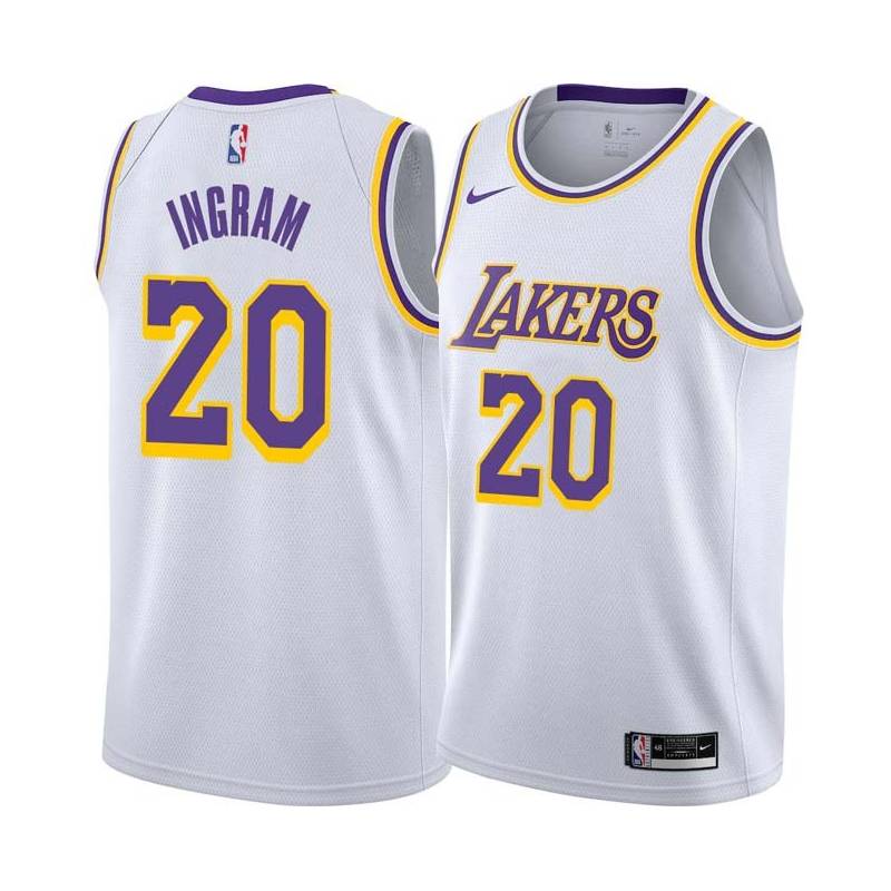 White Andre Ingram Lakers #20 Twill Basketball Jersey FREE SHIPPING