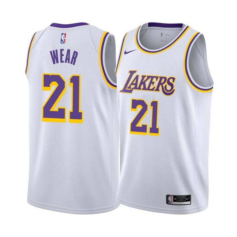 White Travis Wear Lakers #21 Twill Basketball Jersey FREE SHIPPING