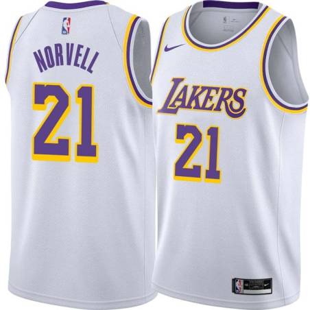 White Zach Norvell Lakers #21 Twill Basketball Jersey FREE SHIPPING