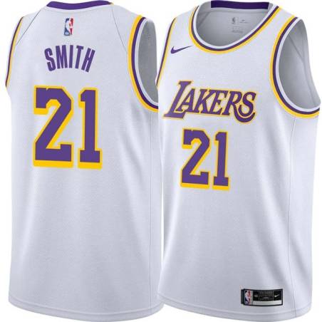 White J.R. Smith Lakers #21 Twill Basketball Jersey FREE SHIPPING