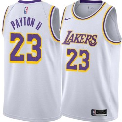 White Gary Payton II Lakers #23 Twill Basketball Jersey FREE SHIPPING