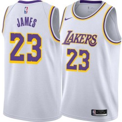 White LeBron James Lakers #23 Twill Basketball Jersey FREE SHIPPING