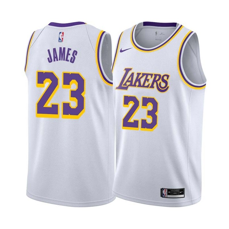 White LeBron James Lakers #23 Twill Basketball Jersey FREE SHIPPING