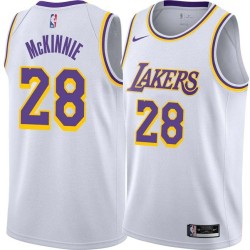 White Alfonzo McKinnie Lakers #28 Twill Basketball Jersey FREE SHIPPING