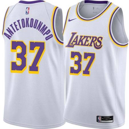 White Kostas Antetokounmpo Lakers #37 Twill Basketball Jersey FREE SHIPPING