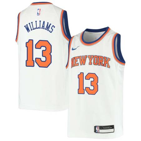 White Ray Williams Twill Basketball Jersey -Knicks #13 Williams Twill Jerseys, FREE SHIPPING