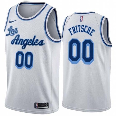 White Classic Jim Fritsche Twill Basketball Jersey -Lakers #00 Fritsche Twill Jerseys, FREE SHIPPING