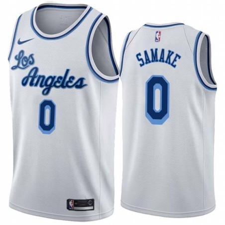 White Classic Soumaila Samake Twill Basketball Jersey -Lakers #0 Samake Twill Jerseys, FREE SHIPPING