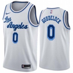 White Classic Andrew Goudelock Twill Basketball Jersey -Lakers #0 Goudelock Twill Jerseys, FREE SHIPPING