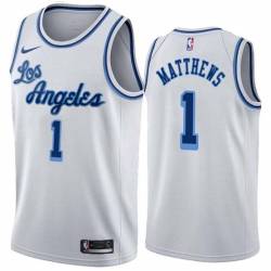 White Classic Wes Matthews Twill Basketball Jersey -Lakers #1 Matthews Twill Jerseys, FREE SHIPPING