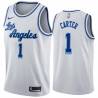White Classic Maurice Carter Twill Basketball Jersey -Lakers #1 Carter Twill Jerseys, FREE SHIPPING