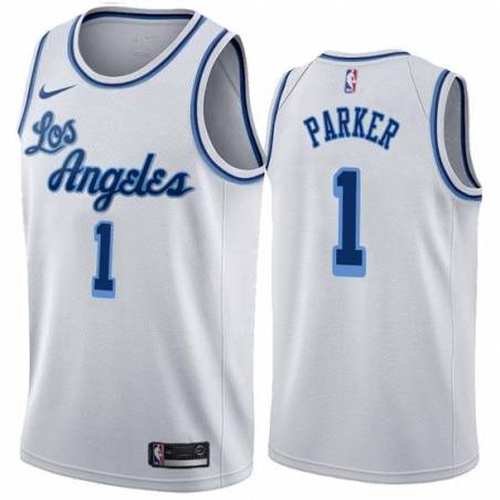 White Classic Smush Parker Twill Basketball Jersey -Lakers #1 Parker Twill Jerseys, FREE SHIPPING