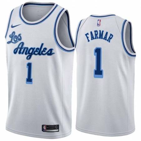 White Classic Jordan Farmar Twill Basketball Jersey -Lakers #1 Farmar Twill Jerseys, FREE SHIPPING