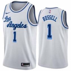 White Classic D'Angelo Russell Twill Basketball Jersey -Lakers #1 Russell Twill Jerseys, FREE SHIPPING