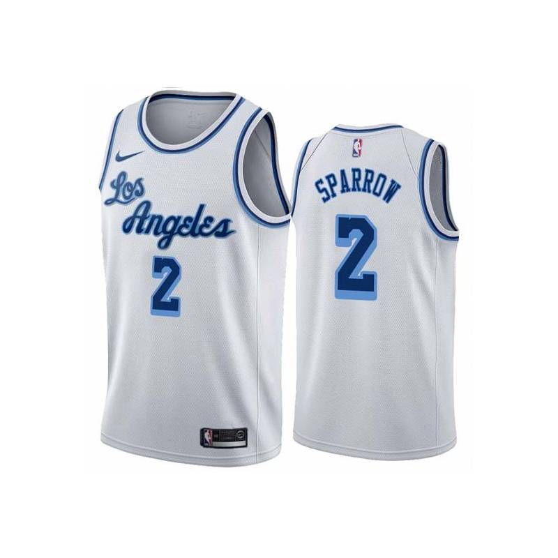 White Classic Rory Sparrow Twill Basketball Jersey -Lakers #2 Sparrow Twill Jerseys, FREE SHIPPING