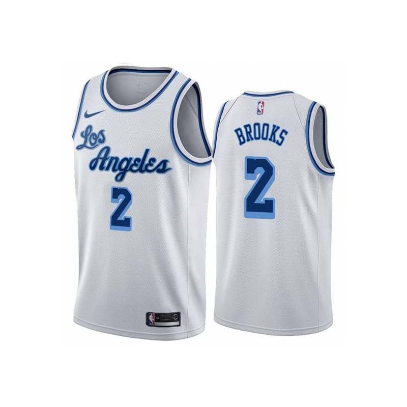 White Classic MarShon Brooks Twill Basketball Jersey -Lakers #2 Brooks Twill Jerseys, FREE SHIPPING