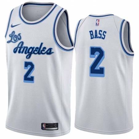 White Classic Brandon Bass Twill Basketball Jersey -Lakers #2 Bass Twill Jerseys, FREE SHIPPING