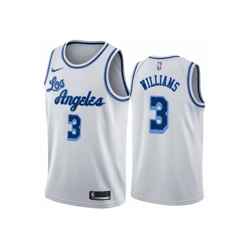 White Classic Shammond Williams Twill Basketball Jersey -Lakers #3 Williams Twill Jerseys, FREE SHIPPING