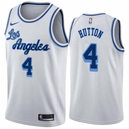 White Classic Joe Hutton Twill Basketball Jersey -Lakers #4 Hutton Twill Jerseys, FREE SHIPPING