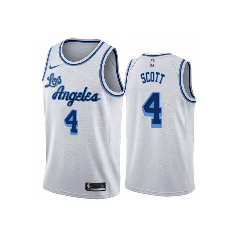 White Classic Byron Scott Twill Basketball Jersey -Lakers #4 Scott Twill Jerseys, FREE SHIPPING