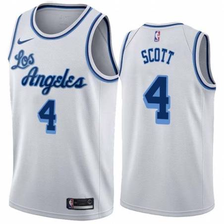 White Classic Byron Scott Twill Basketball Jersey -Lakers #4 Scott Twill Jerseys, FREE SHIPPING