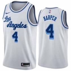 White Classic Ron Harper Twill Basketball Jersey -Lakers #4 Harper Twill Jerseys, FREE SHIPPING