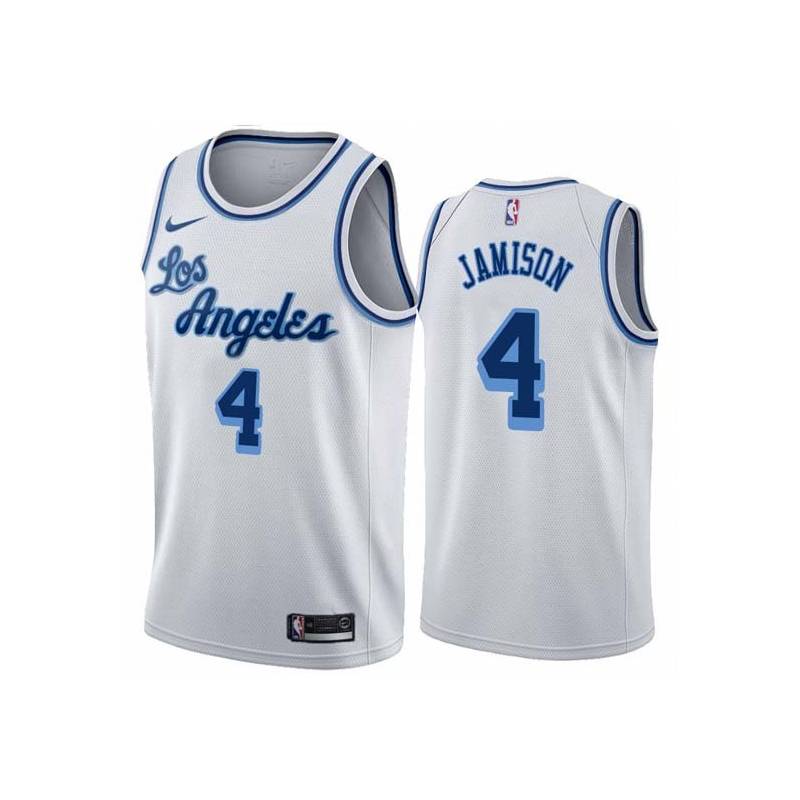 White Classic Antawn Jamison Twill Basketball Jersey -Lakers #4 Jamison Twill Jerseys, FREE SHIPPING