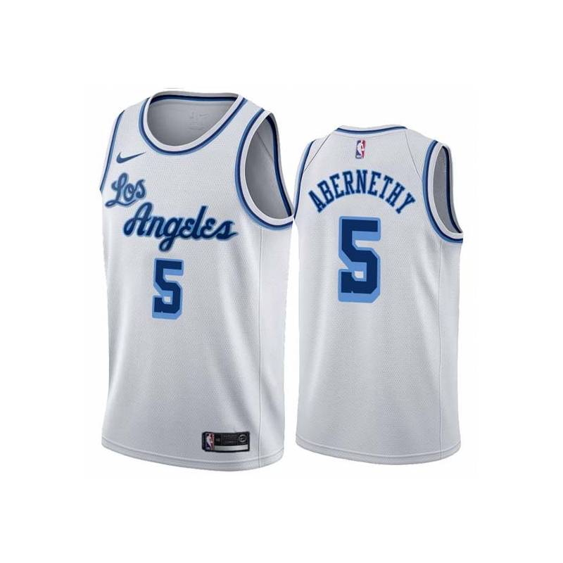 White Classic Tom Abernethy Twill Basketball Jersey -Lakers #5 Abernethy Twill Jerseys, FREE SHIPPING