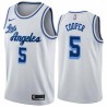 White Classic Duane Cooper Twill Basketball Jersey -Lakers #5 Cooper Twill Jerseys, FREE SHIPPING