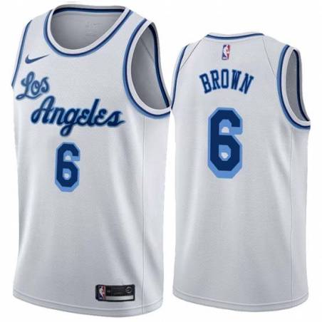 White Classic Chucky Brown Twill Basketball Jersey -Lakers #6 Brown Twill Jerseys, FREE SHIPPING