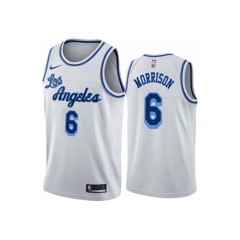 White Classic Adam Morrison Twill Basketball Jersey -Lakers #6 Morrison Twill Jerseys, FREE SHIPPING