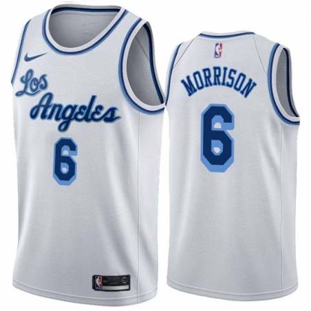 White Classic Adam Morrison Twill Basketball Jersey -Lakers #6 Morrison Twill Jerseys, FREE SHIPPING