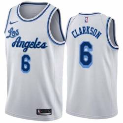 White Classic Jordan Clarkson Twill Basketball Jersey -Lakers #6 Clarkson Twill Jerseys, FREE SHIPPING