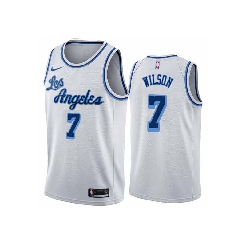 White Classic Trevor Wilson Twill Basketball Jersey -Lakers #7 Wilson Twill Jerseys, FREE SHIPPING