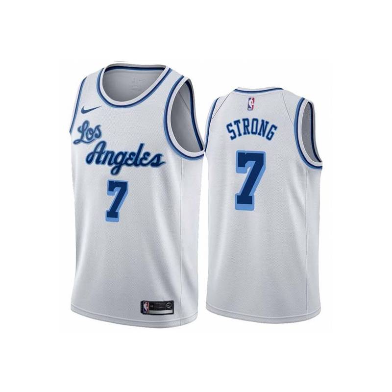 White Classic Derek Strong Twill Basketball Jersey -Lakers #7 Strong Twill Jerseys, FREE SHIPPING