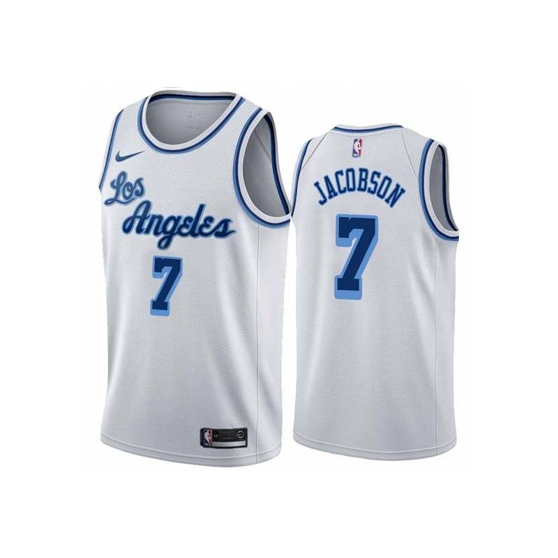 White Classic Sam Jacobson Twill Basketball Jersey -Lakers #7 Jacobson Twill Jerseys, FREE SHIPPING